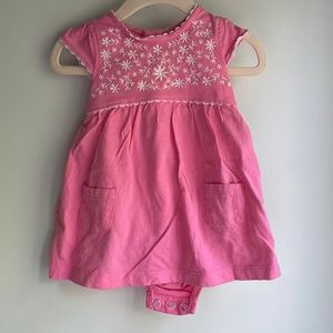 Pink embroidered onesie dress size 6 month